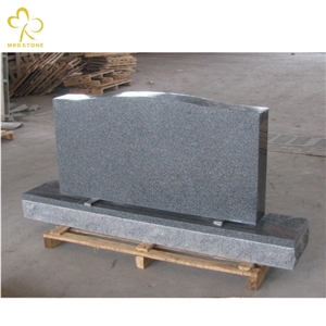 Natural G654 Dark Grey Granite Companion Upright Headstone