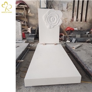 Pure White Artificial Marble Headstone Monument