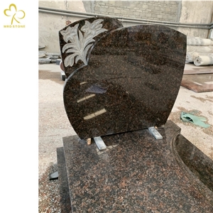 Tan Brown Granite Carved Headstone Tombstone
