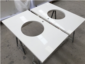 Artificial Stone Vanity Tops Pure White Quartz For Bathroom