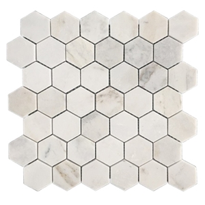 Polished North White Marble Hexagon Mosaic For Interior