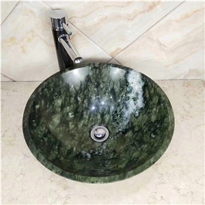 Dandong Green Marble Round Bathroom Sink CHR-SO-M258