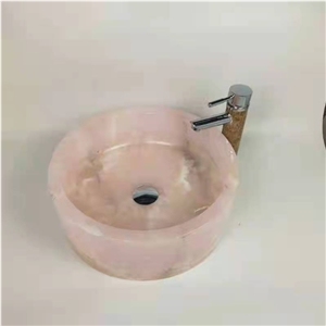 Pink Onyx Wash Basin, Pink Onyx Art Vessel Sink