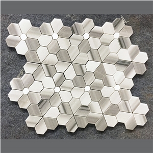 White Water-Jet Marble Stone Mosaic Wall Floor Tiles