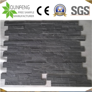 China Black Z Slate Wall Interlocking Stacked Stone Panels