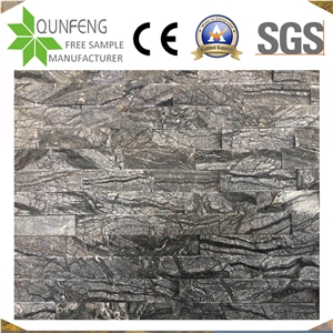 China Natural Black Wooden Marble Split Ledge Stone Panels
