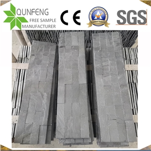 China Natural Split Black Wall Cladding Slate Stacked Stone