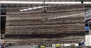 Elegant Cappuccino Wooden Brown Marble Slabs