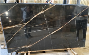 Lauren Black Gold Sahara Noir Marble Slabs Factory Big Stock