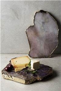Purple Agate Tray Cheese Board And Knife Set