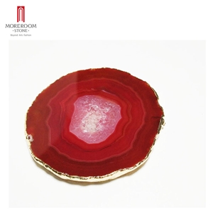 Red Onyx Marble Drink Tray Coasters