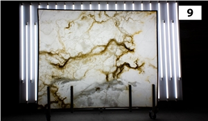 White Onyx Slabs, 2 Cm, Bookmatched