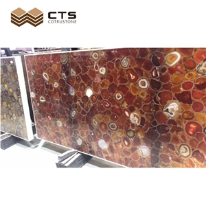 Red Agate Light Through Available Semiprecious Stone Slabs