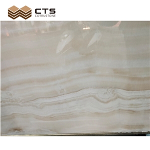 China Exported Price Straight Grain Onyx Slab Light Color