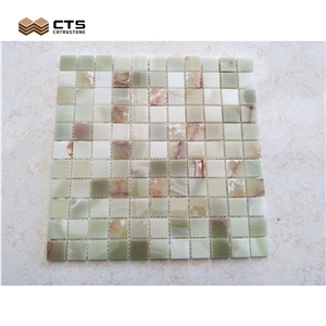 Mosaic Green Onxy Multicolor Wall Design For Living Room