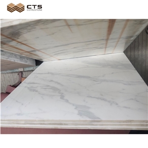 Statuario White Marble Thin Tiles For Hotel Lobby Decoration