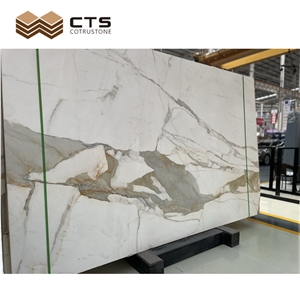 White Gold Calacatta Marble Slabs For Living Room Wall