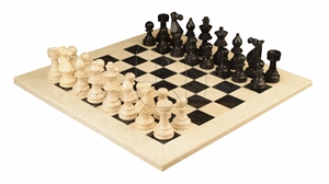 Black & Botticino Marble  European Series Chess Set