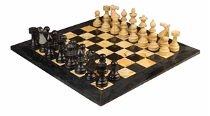 Black & Burma Team Marble European Series Chess Board