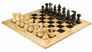 Burma Teak & Black Marble European Series Chess Set