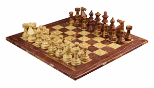 Red Onyx & Coral Marble European Series Chess Set