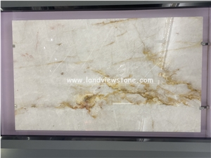 Backlit White Crystal Quartzite Slabs For Wall