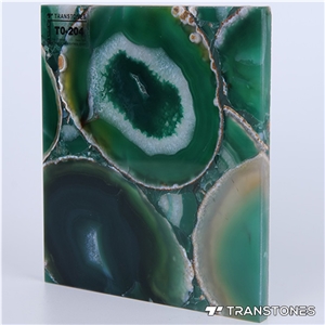 Backlit Green Gemstone Natural Agate Sheet Semiprecious Stone Slabs