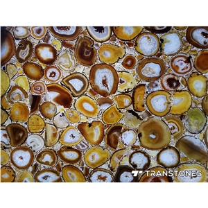 Polished Agate Slices Yellow Gemstone Slab For Home Decor