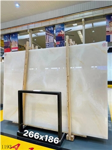 Absolute Pure White Onyx Slab In China Stone Market