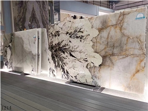 Pandora Beige White Granite Slab In China Stone Market