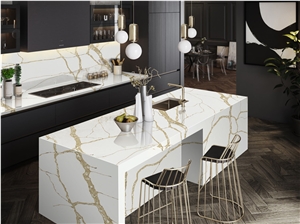 Engineered Stone Calacatta Gold Quartz Countertop For Kitchen