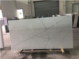 GOLDTOP Bird White Quartz Slab With Grey Veins