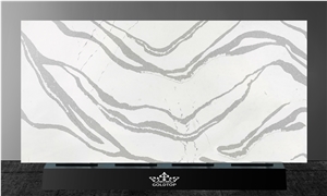 Hot Sale Valley Quartz Slab With Grey Veins