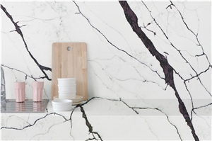 Superior Quality Calacatta White Artificial Quartz Stone Kitchen Counter Tops