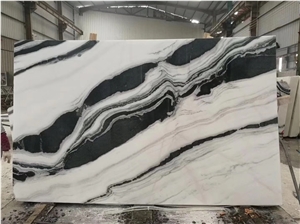 Bookmatch Panda White Natural Marble Slabs