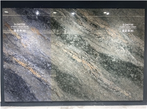 Starry Night Green Artificial Marble Sintered Stone Slabs Stone Wall