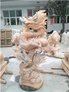 White Marble Chinese Dragon Stone Carving Sculpture