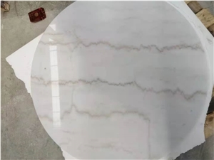 White Marble Round Table Top Polished Restaurant Desk