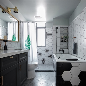 Bathroom Decoration Ceramic Pure Color Hexagon Tile