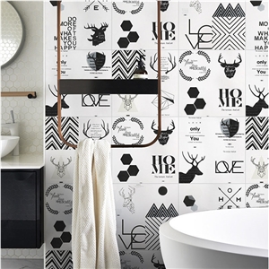 Black And White Pattern Interior Ceramic Tiles