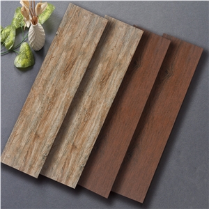 Cherry Wood Grain Plain Bright Non Slip Ceramic Floor Tile