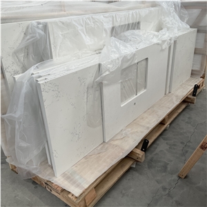 Engineer Artificial Stone Carrara White Quartz Countertop