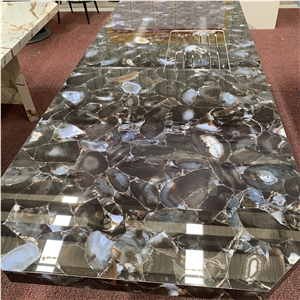 Luxury Sintered Stone Brown Agate Stone Table For Home Decor