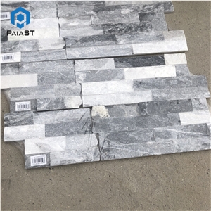 Alaska Grey And White Slate Tile Stacked Wall Cladding Panel
