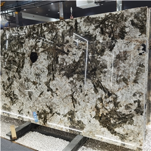 Alpinus Black Crystal Quartzite Slab For Indoor Wall Floor