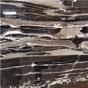 Cheap China Silver Dragon Black Marble With White Veins Slab