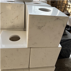 Factory Direct White Marble Square Tissue Box For Home&Hotel