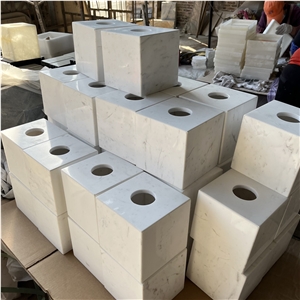 Factory Direct White Marble Square Tissue Box For Home&Hotel