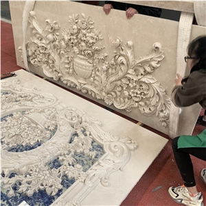 Luxury Cnc Flower Carved Background Wall For Hotel And Villa