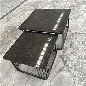 Luxury Modern Simple  Black Granite Coffee Table Home Decor